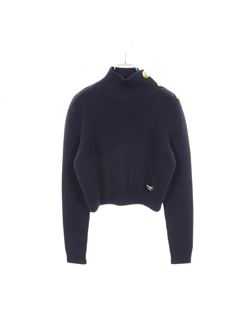 Prada Turtleneck Knit Wool Navy #36 #282219P12B